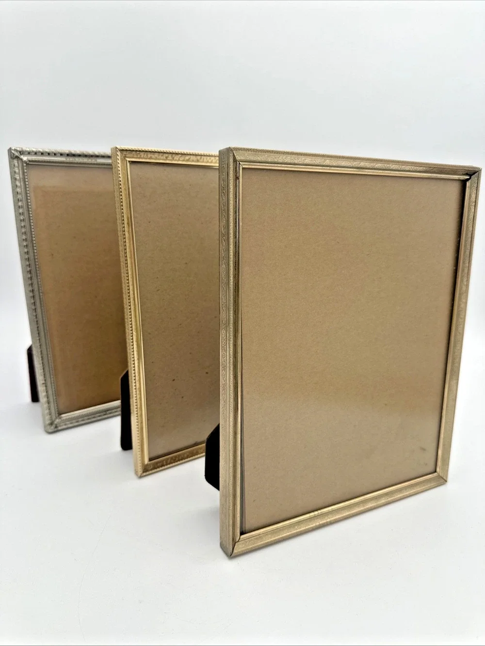 Set Of 3 Vintage Gold Silver Ornate Hollywood Regency 8x10 Photo Frames